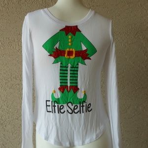 🎄 SUGAR & DIAMONDS Girls Elfie Selfie Long Sleeve Shirt Size S, M, L